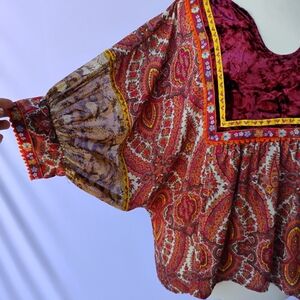 Ivy Jane Pink Graphic Smocked Blouse with Bib Collar